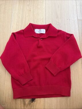 H&M Red Knit Polo Sweater